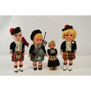 Sleepy Eye Dolls Lot Hard Plastic Scottish Dutch Girl Boy Small 4-6" Vintage